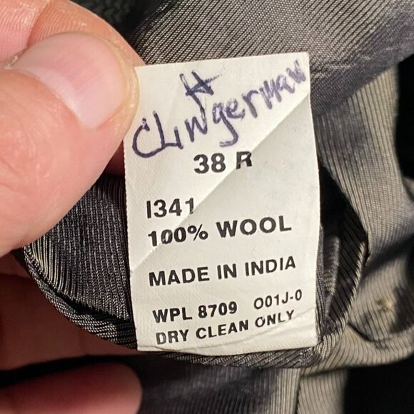 Oscar De La Renta Mens Blazer Jacket 38R Houndstooth Formal Gray Double Button - Picture 4 of 16